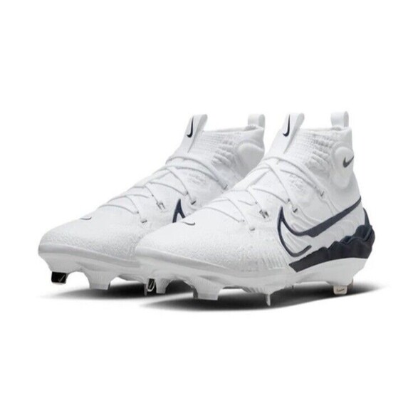 Size 9 Nike Alpha Huarache NXT Baseball Cleats Metal White Navy DJ6517-103 - Picture 3 of 6